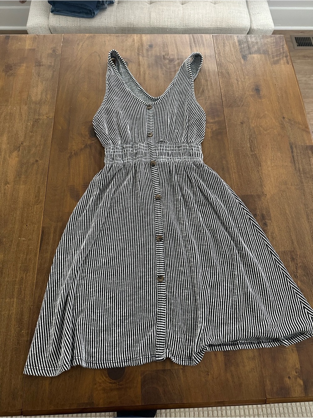 Caution To The Wind Black & White Striped Button-Front Midi Dress
